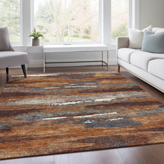 Piper Looms Mayfield Abstract AMF942 Copper Machine Washable Area Rug Lifestyle Image Feature