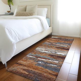 Piper Looms Mayfield Abstract AMF942 Copper Machine Washable Area Rug Runner Lifestyle Image Feature
