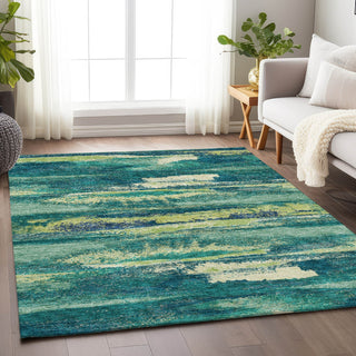 Piper Looms Mayfield Abstract AMF942 Emerald Machine Washable Area Rug Lifestyle Image Feature