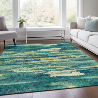 Piper Looms Mayfield Abstract AMF942 Emerald Machine Washable Area Rug Lifestyle Image Feature