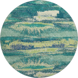 Piper Looms Mayfield Abstract AMF942 Emerald Machine Washable Area Rug Round Main Image