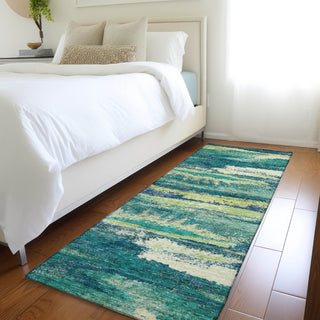 Piper Looms Mayfield Abstract AMF942 Emerald Machine Washable Area Rug Runner Lifestyle Image Feature