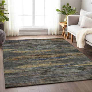 Piper Looms Mayfield Abstract AMF942 Graphite Machine Washable Area Rug Lifestyle Image Feature