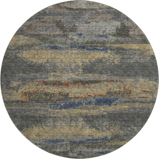 Piper Looms Mayfield Abstract AMF942 Graphite Machine Washable Area Rug Round Main Image