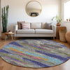 Piper Looms Mayfield Abstract AMF942 Lavender Machine Washable Area Rug Round Lifestyle Image Feature