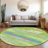 Piper Looms Mayfield Abstract AMF942 Lime Machine Washable Area Rug Round Lifestyle Image Feature
