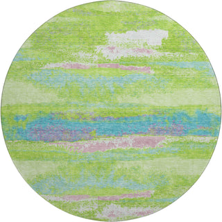 Piper Looms Mayfield Abstract AMF942 Lime Machine Washable Area Rug Round Main Image