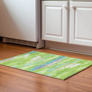 Piper Looms Mayfield Abstract AMF942 Lime Machine Washable Area Rug Scatter Lifestyle Image Feature