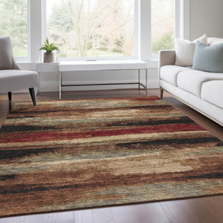 Piper Looms Mayfield Abstract AMF942 Mocha Machine Washable Area Rug Lifestyle Image Feature