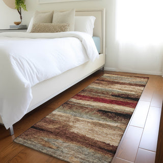 Piper Looms Mayfield Abstract AMF942 Mocha Machine Washable Area Rug Runner Lifestyle Image Feature