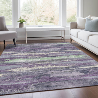 Piper Looms Mayfield Abstract AMF942 Purple Machine Washable Area Rug Lifestyle Image Feature