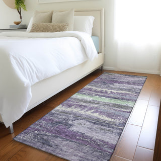 Piper Looms Mayfield Abstract AMF942 Purple Machine Washable Area Rug Runner Lifestyle Image Feature