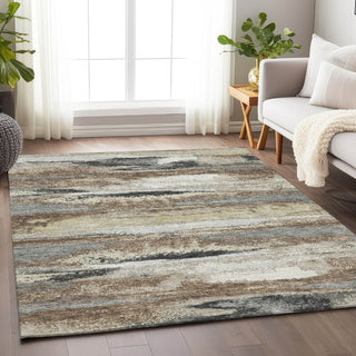 Piper Looms Mayfield Abstract AMF942 Taupe Machine Washable Area Rug Lifestyle Image Feature