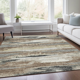 Piper Looms Mayfield Abstract AMF942 Taupe Machine Washable Area Rug Lifestyle Image Feature