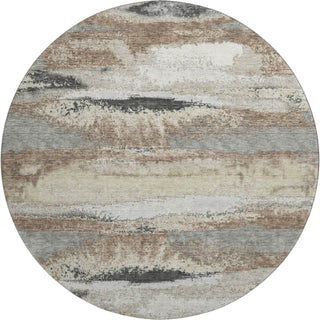 Piper Looms Mayfield Abstract AMF942 Taupe Machine Washable Area Rug Round Main Image