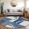 Piper Looms Mayfield Geometric AMF943 Blue Machine Washable Area Rug Round Lifestyle Image Feature