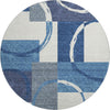 Piper Looms Mayfield Geometric AMF943 Blue Machine Washable Area Rug Round Main Image
