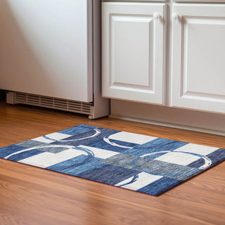 Piper Looms Mayfield Geometric AMF943 Blue Machine Washable Area Rug Scatter Lifestyle Image Feature