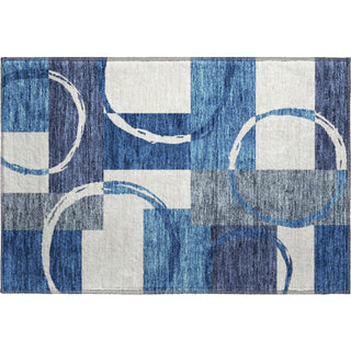 Piper Looms Mayfield Geometric AMF943 Blue Machine Washable Area Rug Scatter Main Image