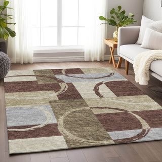 Piper Looms Mayfield Geometric AMF943 Brown Machine Washable Area Rug Lifestyle Image Feature