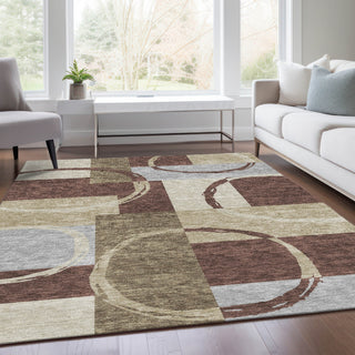 Piper Looms Mayfield Geometric AMF943 Brown Machine Washable Area Rug Lifestyle Image Feature