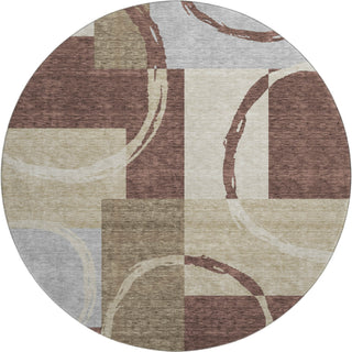 Piper Looms Mayfield Geometric AMF943 Brown Machine Washable Area Rug Round Main Image