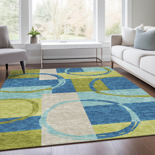 Piper Looms Mayfield Geometric AMF943 Denim Machine Washable Area Rug Lifestyle Image Feature