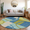 Piper Looms Mayfield Geometric AMF943 Denim Machine Washable Area Rug Round Lifestyle Image Feature