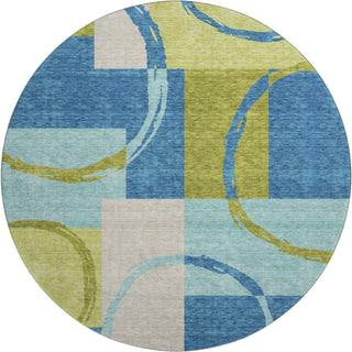 Piper Looms Mayfield Geometric AMF943 Denim Machine Washable Area Rug Round Main Image