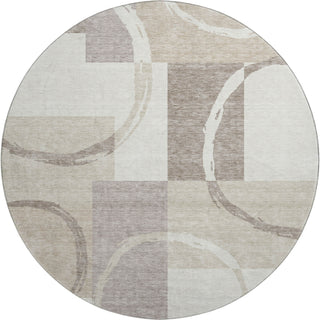 Piper Looms Mayfield Geometric AMF943 Ivory Machine Washable Area Rug Round Main Image