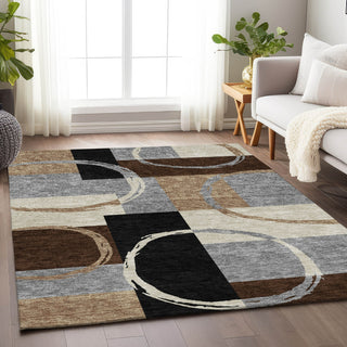 Piper Looms Mayfield Geometric AMF943 Pewter Machine Washable Area Rug Lifestyle Image Feature