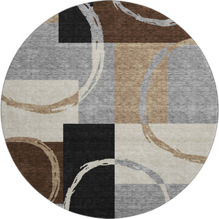 Piper Looms Mayfield Geometric AMF943 Pewter Machine Washable Area Rug Round Main Image