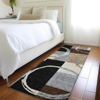 Piper Looms Mayfield Geometric AMF943 Pewter Machine Washable Area Rug Runner Lifestyle Image Feature
