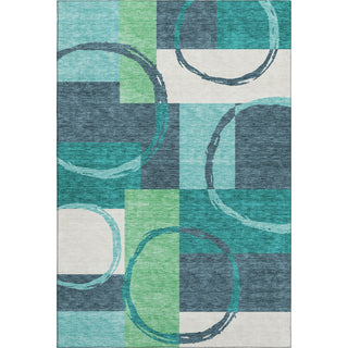 Piper Looms Mayfield Geometric AMF943 Teal Machine Washable Area Rug main image