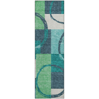 Piper Looms Mayfield Geometric AMF943 Teal Machine Washable Area Rug Runner Main Image