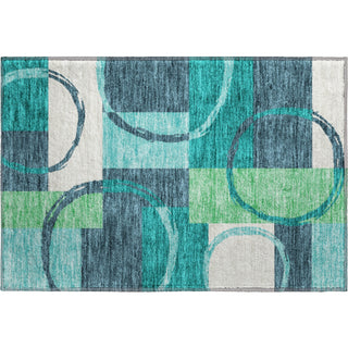 Piper Looms Mayfield Geometric AMF943 Teal Machine Washable Area Rug Scatter Main Image