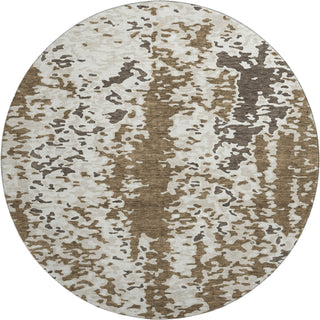 Piper Looms Mayfield Abstract AMF944 Brown Machine Washable Area Rug Round Main Image