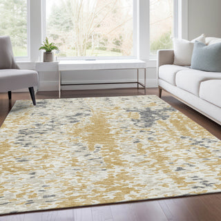 Piper Looms Mayfield Abstract AMF944 Gold Machine Washable Area Rug Lifestyle Image Feature
