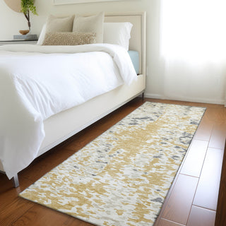 Piper Looms Mayfield Abstract AMF944 Gold Machine Washable Area Rug Runner Lifestyle Image Feature