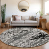 Piper Looms Mayfield Abstract AMF944 Gray Machine Washable Area Rug Round Lifestyle Image Feature