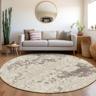 Piper Looms Mayfield Abstract AMF944 Ivory Machine Washable Area Rug Round Lifestyle Image Feature