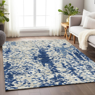 Piper Looms Mayfield Abstract AMF944 Navy Machine Washable Area Rug Lifestyle Image Feature