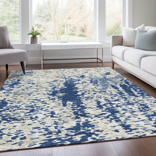 Piper Looms Mayfield Abstract AMF944 Navy Machine Washable Area Rug Lifestyle Image Feature