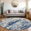Piper Looms Mayfield Abstract AMF944 Navy Machine Washable Area Rug Round Lifestyle Image Feature