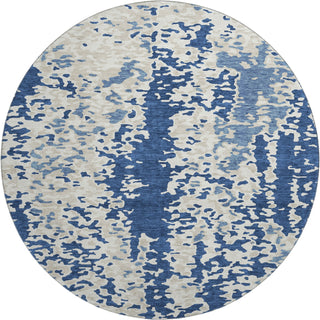 Piper Looms Mayfield Abstract AMF944 Navy Machine Washable Area Rug Round Main Image