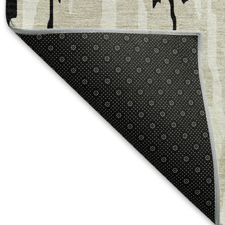 Piper Looms Mayfield Abstract AMF945 Black Machine Washable Area Rug Backing Image