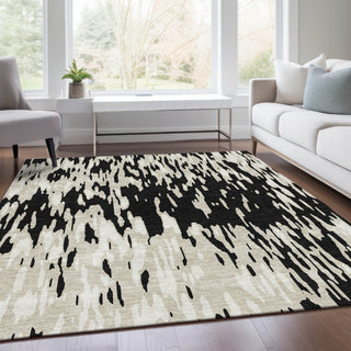 Piper Looms Mayfield Abstract AMF945 Black Machine Washable Area Rug Lifestyle Image Feature