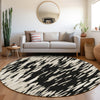 Piper Looms Mayfield Abstract AMF945 Black Machine Washable Area Rug Round Lifestyle Image Feature