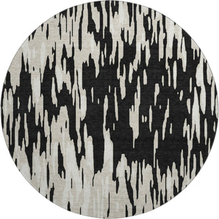 Piper Looms Mayfield Abstract AMF945 Black Machine Washable Area Rug Round Main Image