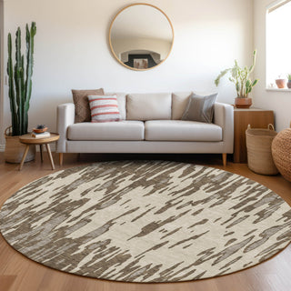 Piper Looms Mayfield Abstract AMF945 Brown Machine Washable Area Rug Round Lifestyle Image Feature